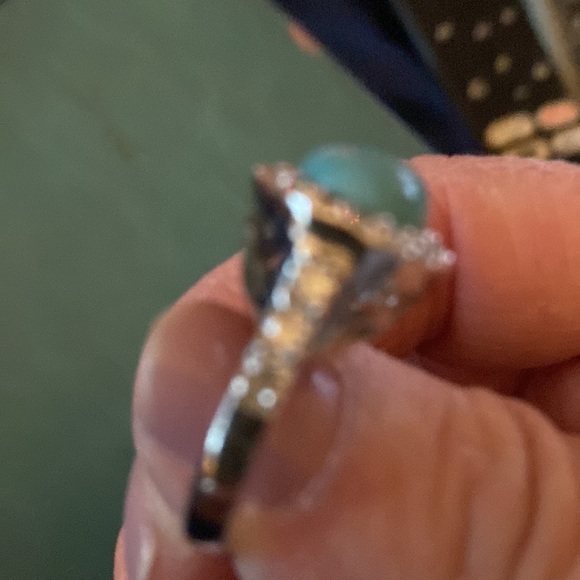 Turquoise ring with CZ stones 925 stamped size 6 - Picture 6 of 6